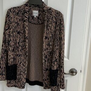 NIC+ZOE Women's Patterned Cardigan - Black and Brown